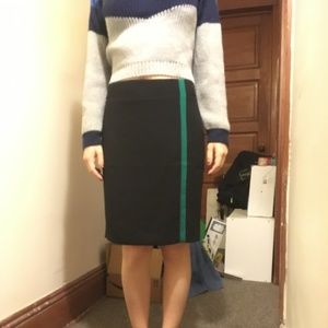 Banana Republic Black Pencil Skirt w/ Green Stripe